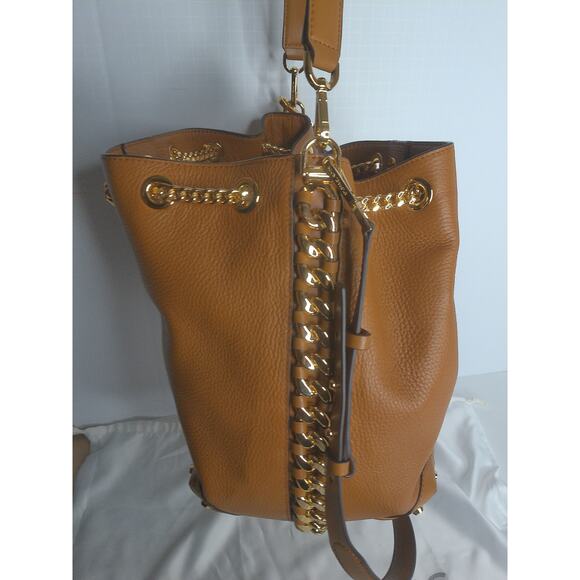 Michael Kors Alanis Large Pebbled Leather Bucket Bag Acorn New With Dust Bag - Picture 12 of 15